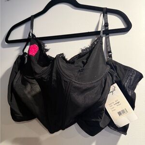 Dreamgirl Black Bra with Pink Lace Accent